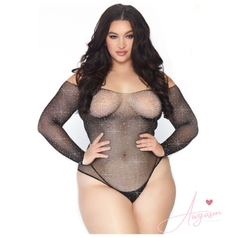 Leg Avenue Crystalized Long Sleeve Body Plus Size UK 14 to 18