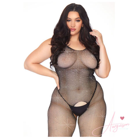 Leg Avenue Crystalized Net Bodystocking Plus Size UK 14 to 18