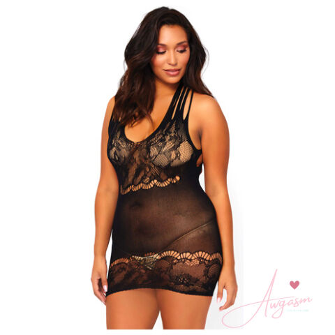 Leg Avenue Floral Lace Opaque Mini Dress UK 14 to 18