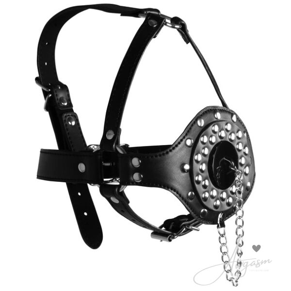 Open Mouth Gag Head Harness with Plug Stopper - Image 2