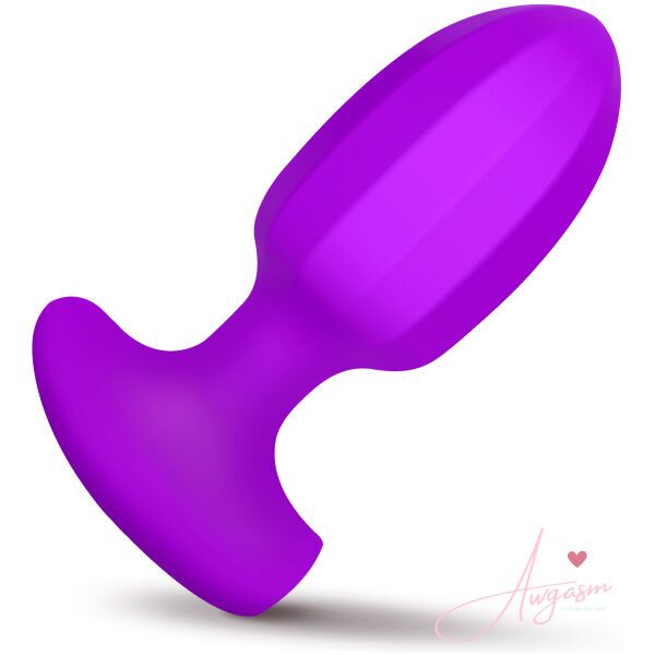 Ribbed Vibrating Silicone Butt Plug - Purple - Image 5