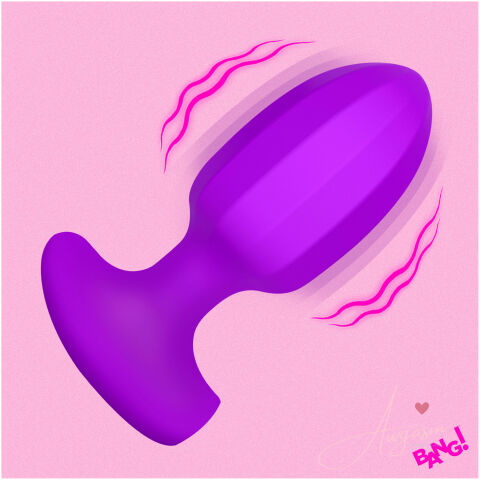 Ribbed Vibrating Silicone Butt Plug - Purple