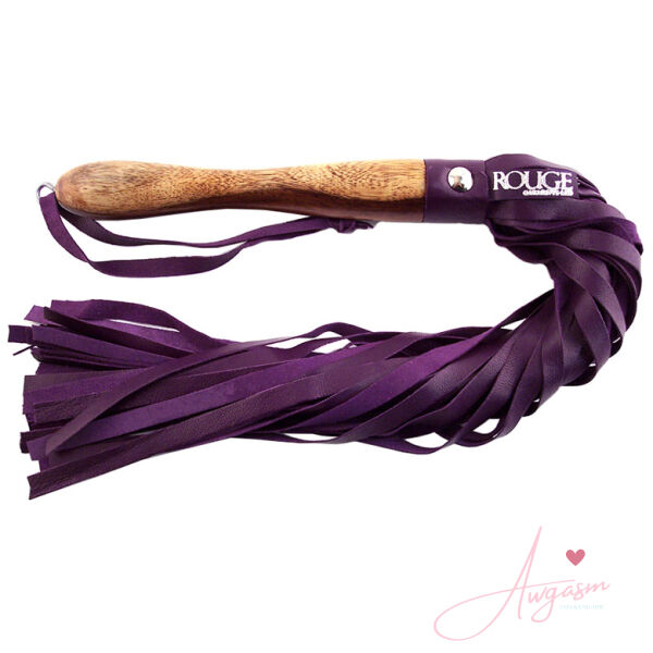 Rouge Garments Wooden Handled Purple Leather Flogger - Image 2
