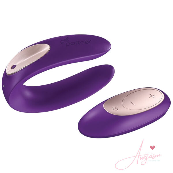 Satisfyer Double Plus Remote Partner Vibrator-Purple - Image 2