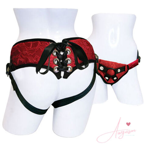 SportSheets Red Lace With Satin Corsette Strap On