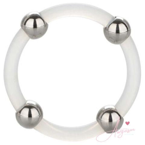 Steel Beaded Silicone Ring Large