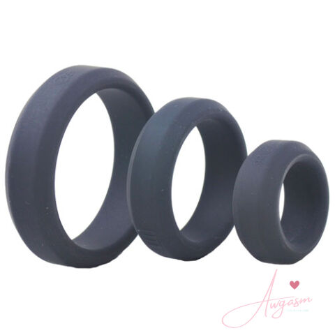 Triple Black Silicone Cock Rings