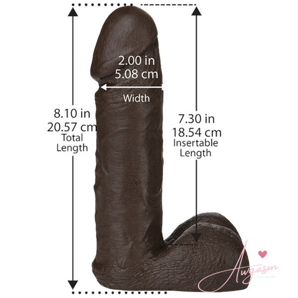 VacULock 8 Inch Realistic Dildo Attachment Black - Image 2