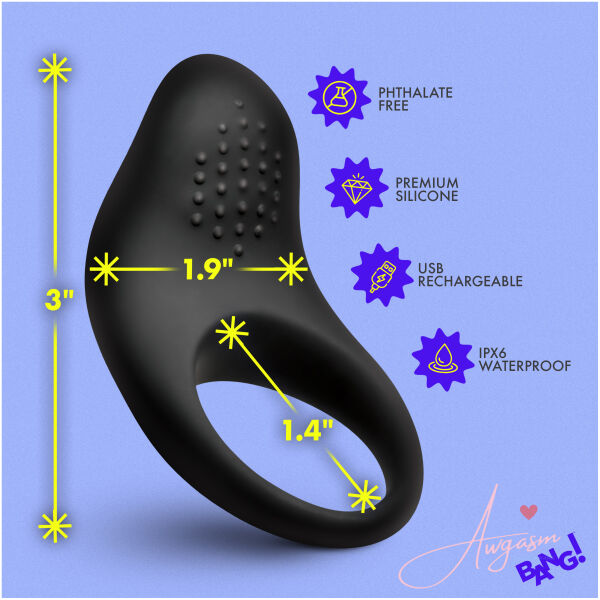 Vibrating Silicone Cock Ring - Black - Image 4