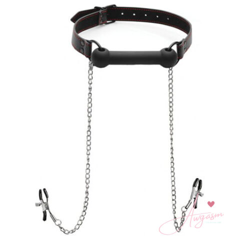 XR Silicone Bit Gag with Nipple Clamps
