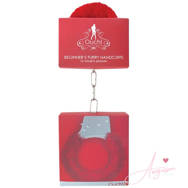 Ouch! Beginner's Furry Handcuffs-Red - Image 2