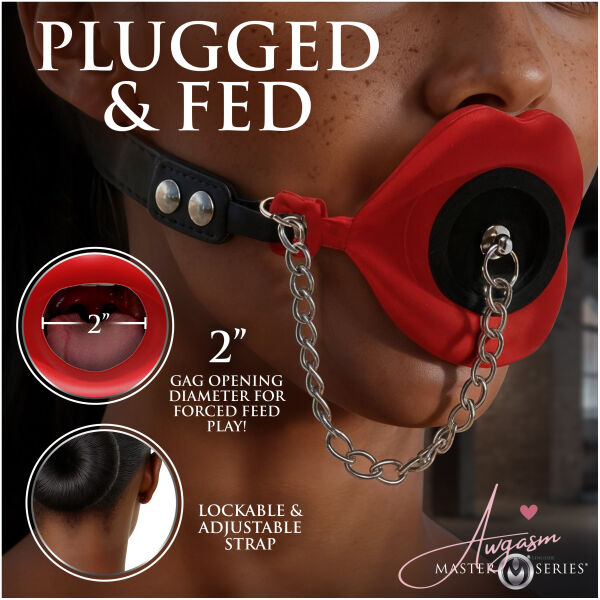 Plugged Silicone Feeding Gag - Red - Image 2