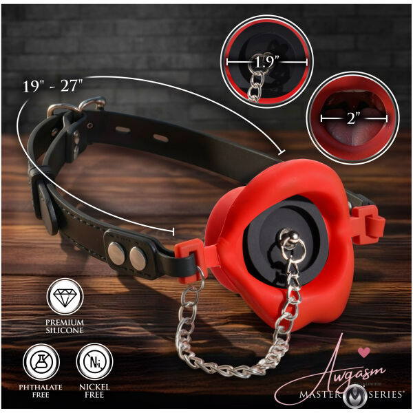 Plugged Silicone Feeding Gag - Red - Image 4