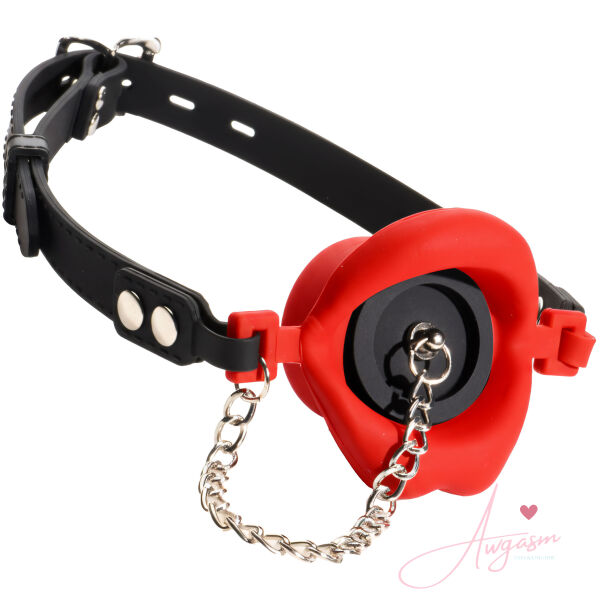 Plugged Silicone Feeding Gag - Red - Image 5
