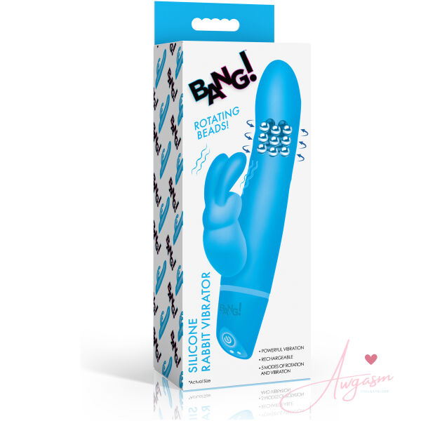 Rotating Beads Silicone Rabbit Vibrator- Blue - Image 6