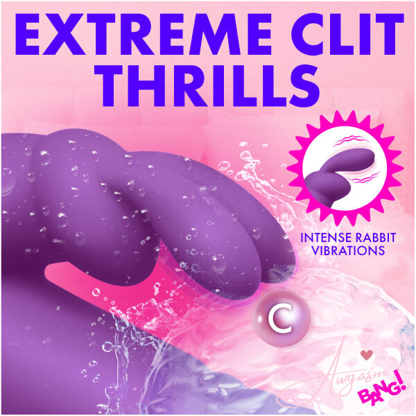 Thrusting Silicone Rabbit Vibrator - Purple - Image 3
