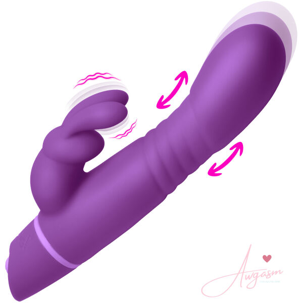 Thrusting Silicone Rabbit Vibrator - Purple - Image 5