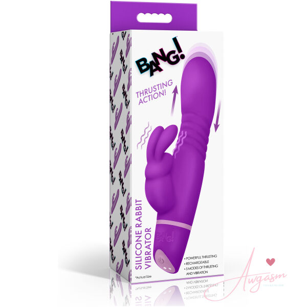 Thrusting Silicone Rabbit Vibrator - Purple - Image 6