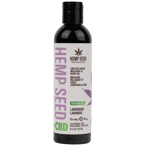Earthly Body Hemp Seed CBD Relaxing Massage and Body Oil-Lavender 8oz