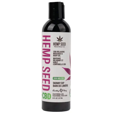 Earthly Body Hemp Seed CBD Relaxing Massage and Body Oil-Skinny Dip 8oz