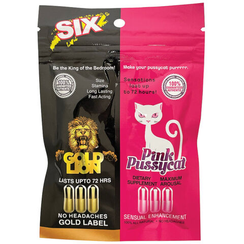 His & Hers Pink Pussycat/Gold Lion 6 Count Bag