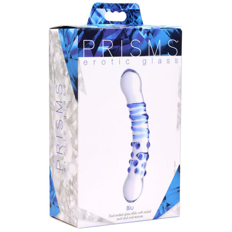 Prisms Erotic Glass Blu Dual Ended Glass Dildo